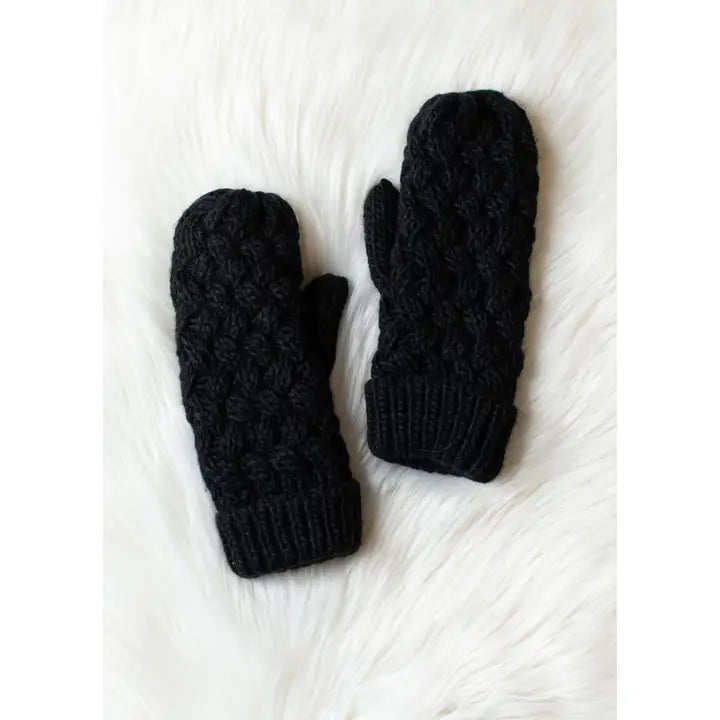 Black Knit Mittens