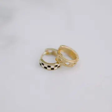 black & white checkered hoops gold