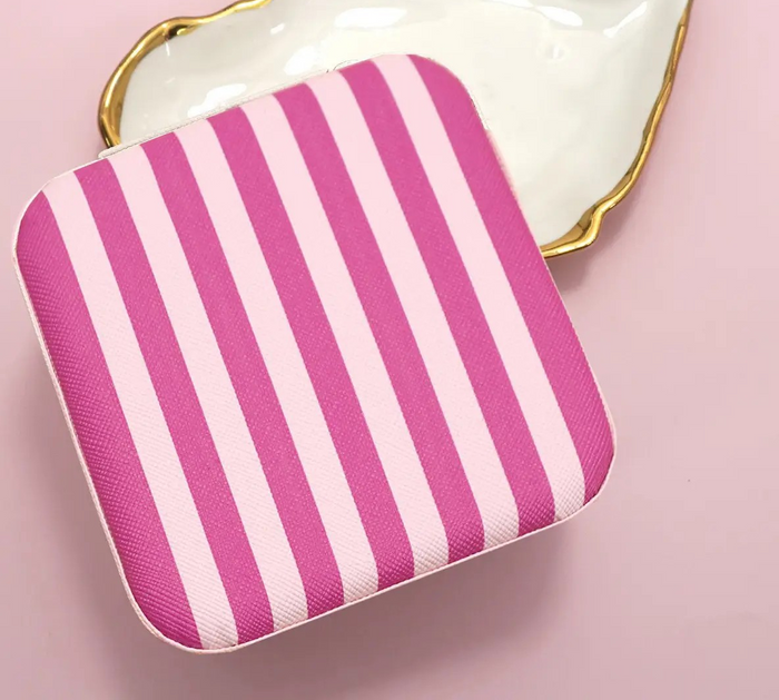 Stripe Fuchsia Travel Jewelry Box