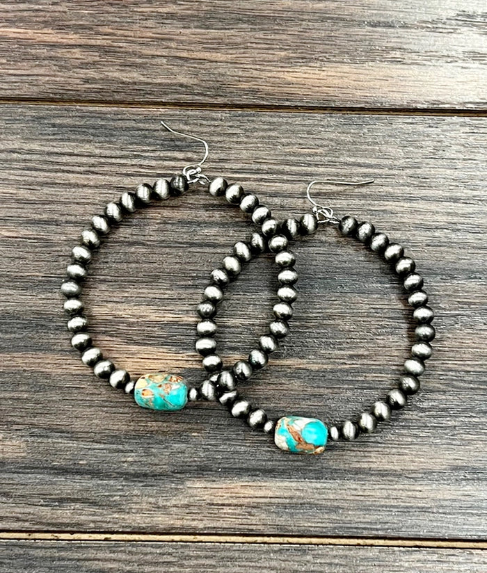Navajo Gemstone Hoop Earrings