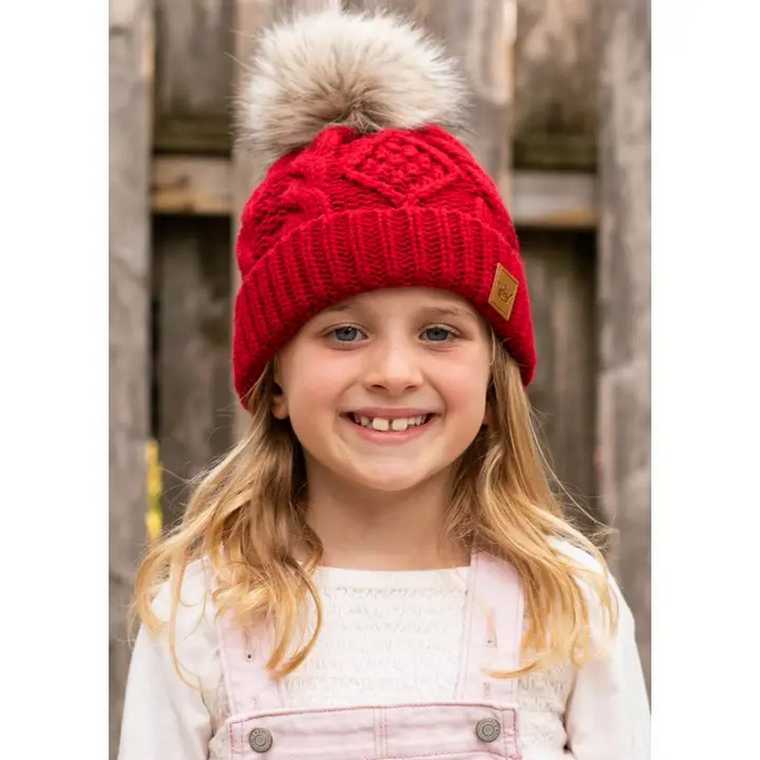 Kids Red Pom Hat