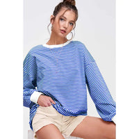 Cici Striped Shirt-Royal Blue