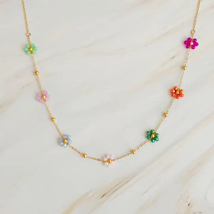 Flower Field Beaded Necklace