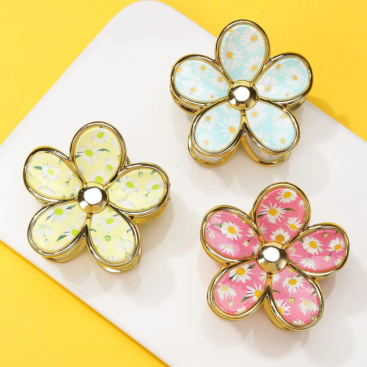 Floral Printed Flower Clips