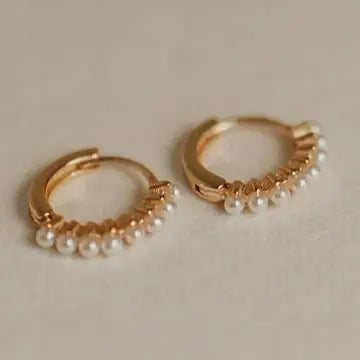 grace pearl hoops - gold