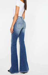 Maeve Light Distressed Flare Jeans