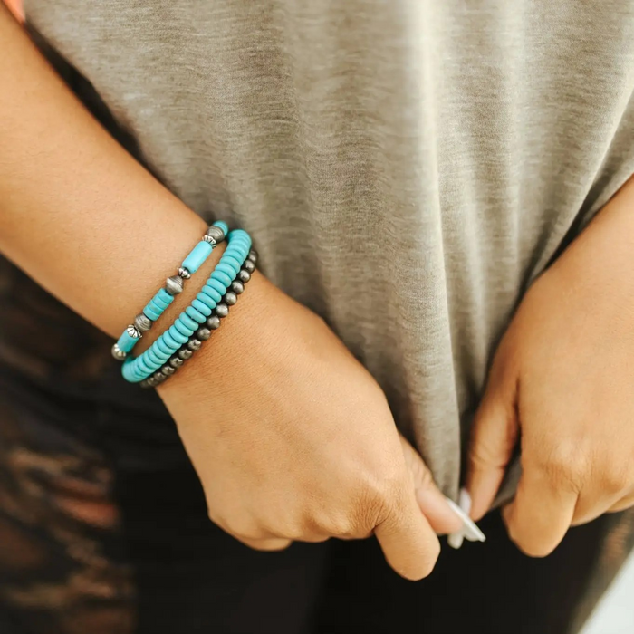 Turquoise and Silver Bracelet Stack