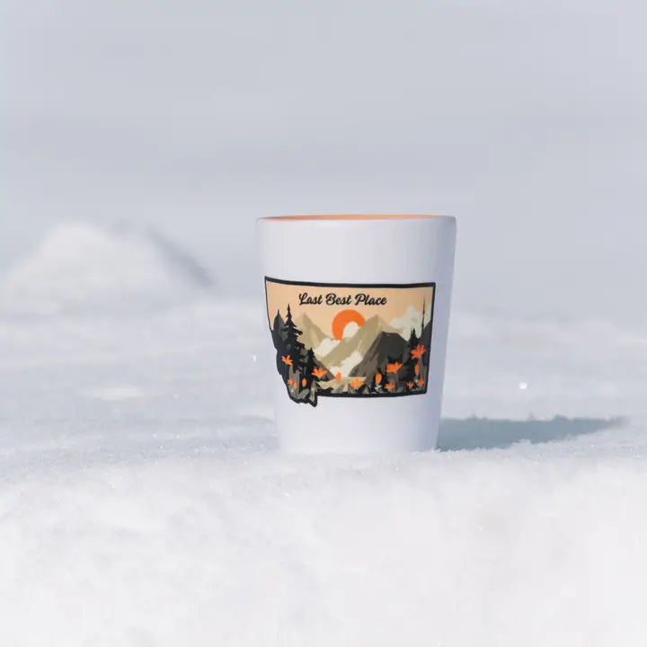 Last Best Place Two-Tone Shot Glass in White/Orange