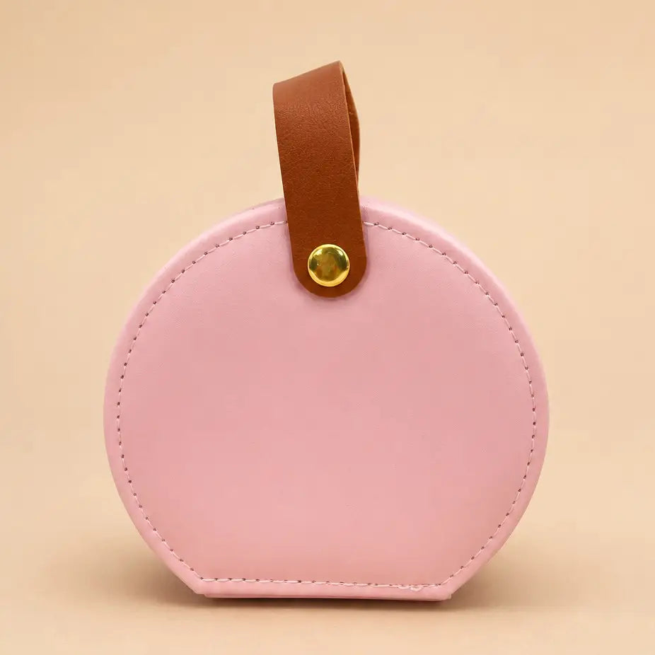 Pink Travel Jewelry Box with Strap