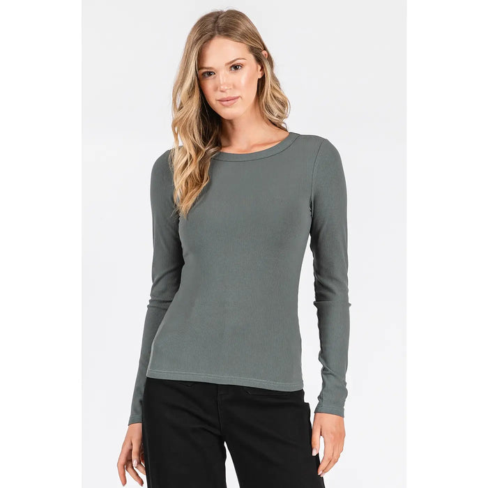 Plain Jane Long Sleeve-Dark Sage