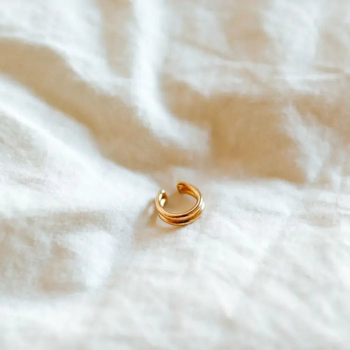 Queen gold filled double band ear cuff - silver