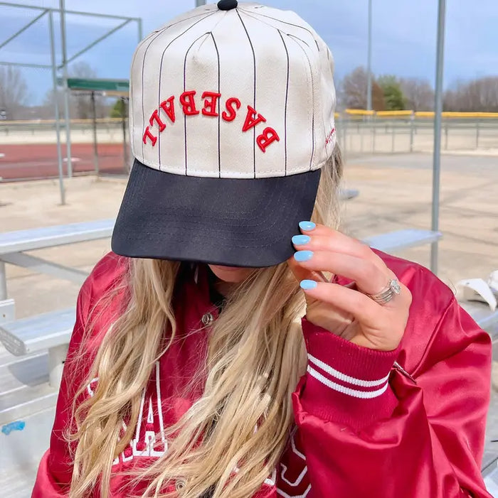 Baseball - Red On Black Stripe Vintage Hat
