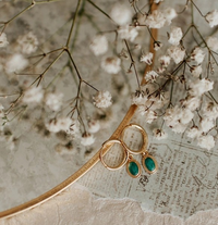 Riley Turquoise Hoops: Gold