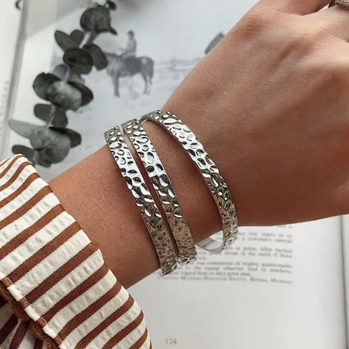 Silver Hammered Bangles