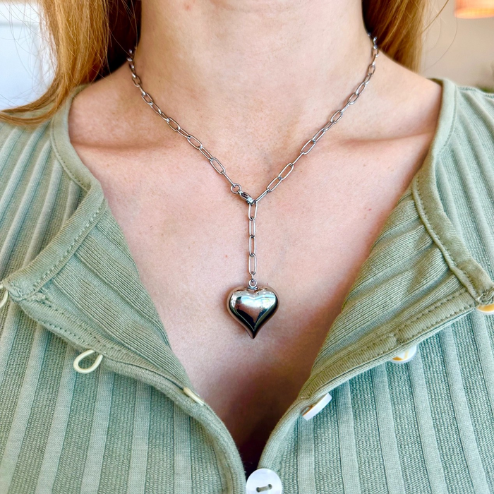 Silver Bubble Heart Necklace