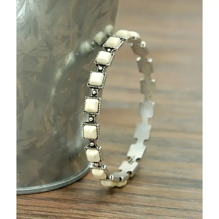 White Square Turquoise Bangle