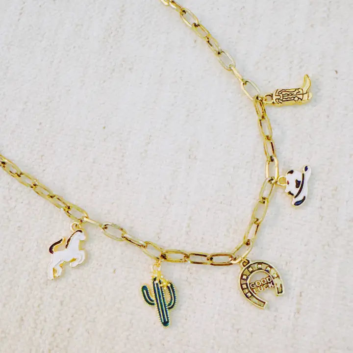 Rodeo Charm Necklace-White