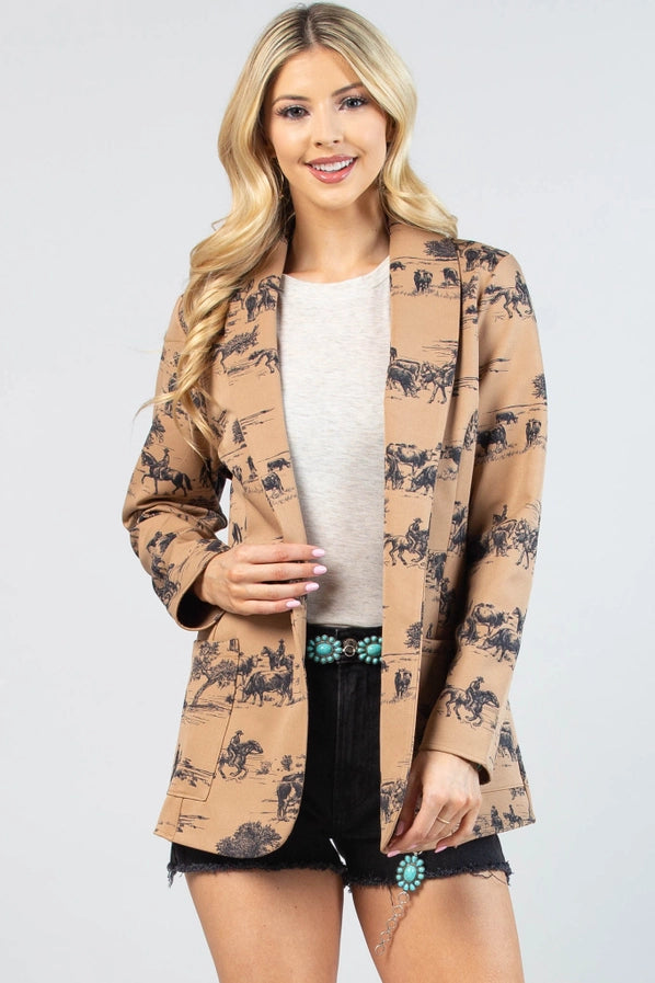 Wild West Print Woven Blazer