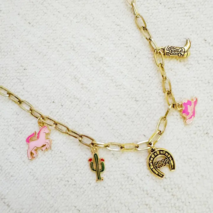 Rodeo Charm Necklace-Pink