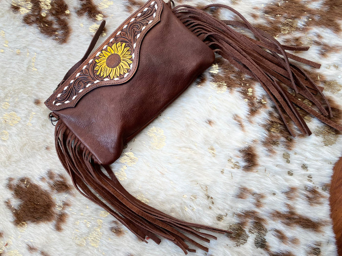 Yellow Sunflower Fringe Bag