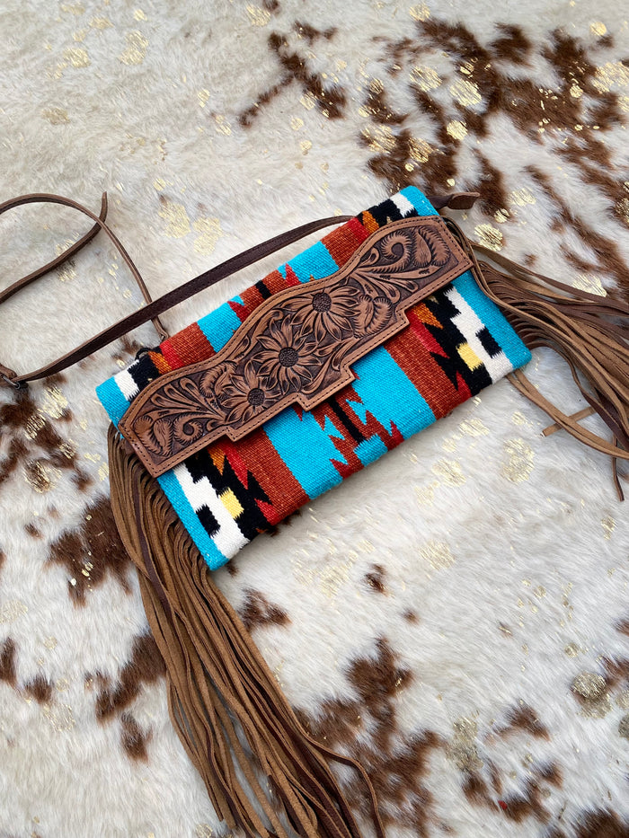 Multicolor Aztec and Fringe Bag